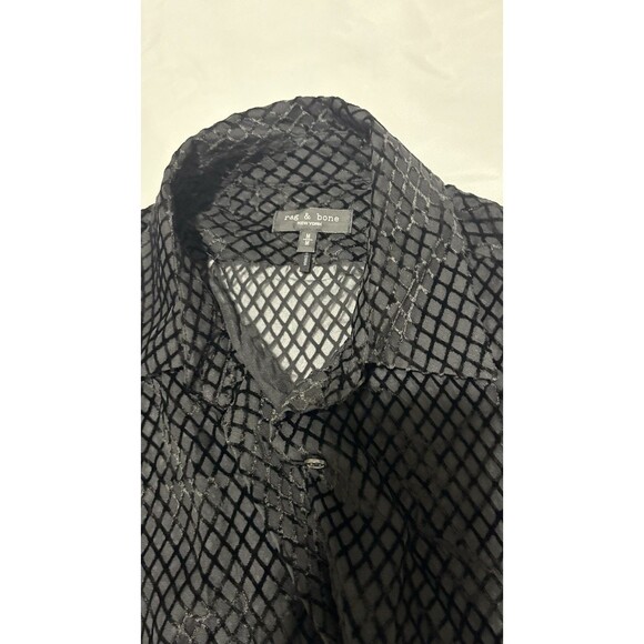 Rag & Bone Women's Lila Burnout Button-Up Shirt Black Size M - Picture 11 of 12